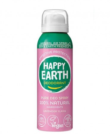 Air Deo Spray 100% Φυσικό Αποσμητικό Σώματος HAPPY EARTH 100ml - Lavender & Ylang-ylang