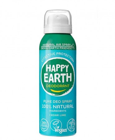 Air Deo Spray 100% Φυσικό Αποσμητικό Σώματος HAPPY EARTH 100ml - Cedar & Lime