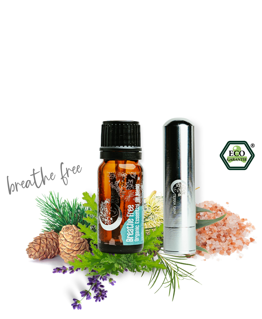 BREATHE FREE - Aroma Stick Set TERRA GAIA, Εισπνευστήρας + Αλάτι + Μείγμα Αιθέριων Ελαίων - Sapontina - Zero Waste - Eco Living eshop - Οικολογικά προϊόντα - Package Free